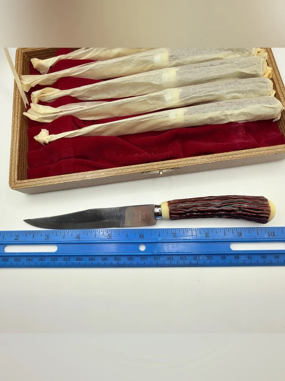 Eldan Vintage Set of 6 Hollow Ground Stainless Steel Steak Knives From JAPAN